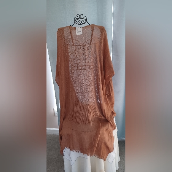 FREE PEOPLE Day Dream Washed Knit Cogna Long Kimono Cover Up Cardigan - Picture 3 of 8